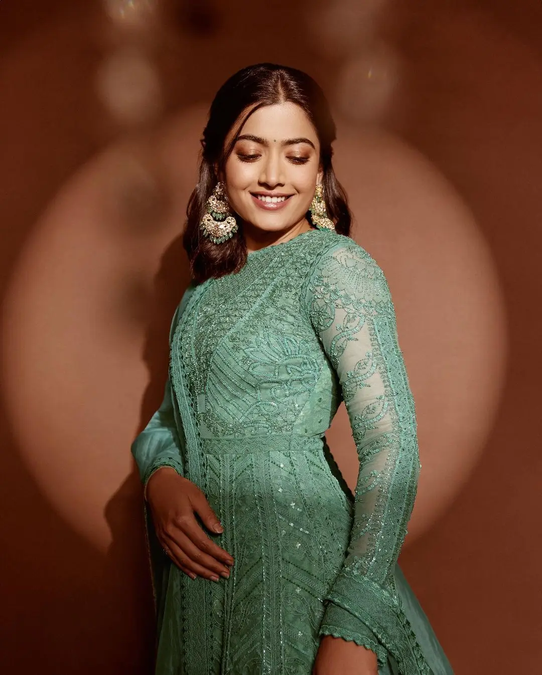 RASHMIKA MANDANNA PHOTOSHOOT IN LONG GREEN COLOR GOWN 4